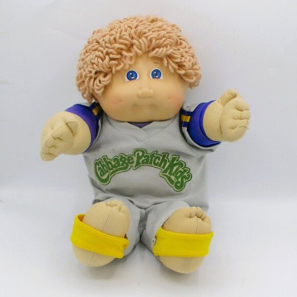 Vintage 1985 CPK Boy Doll Champagne Loop  Hair Blue Eyes Gray Game Outfit - Picture 1 of 9